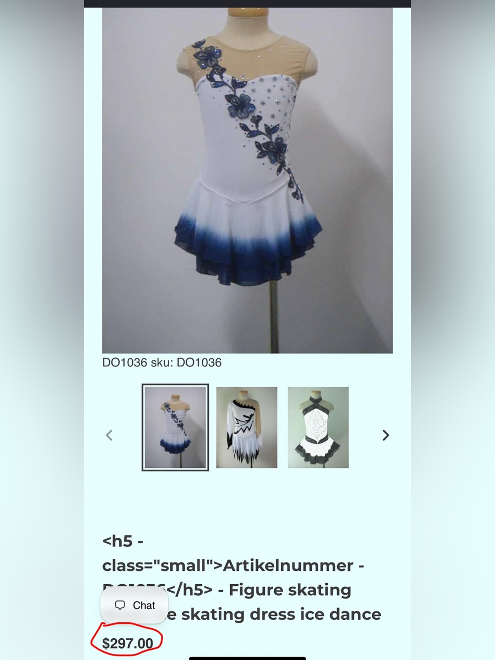 Ice Fairy Figure Skating Dress With Flower Embroidery - Picture 11 of 11
